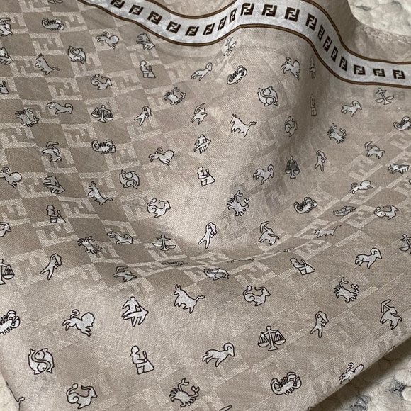 FENDI Authentic FF Logo FENDISSIMA Zodiac Scarf - Picture 7 of 7